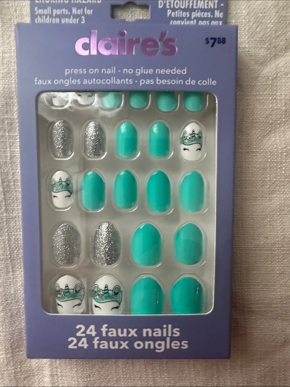 Claire's Aqua Blue Kids Sunglasses with Aqua & Silver Faux Nails & 6 pc hair cl